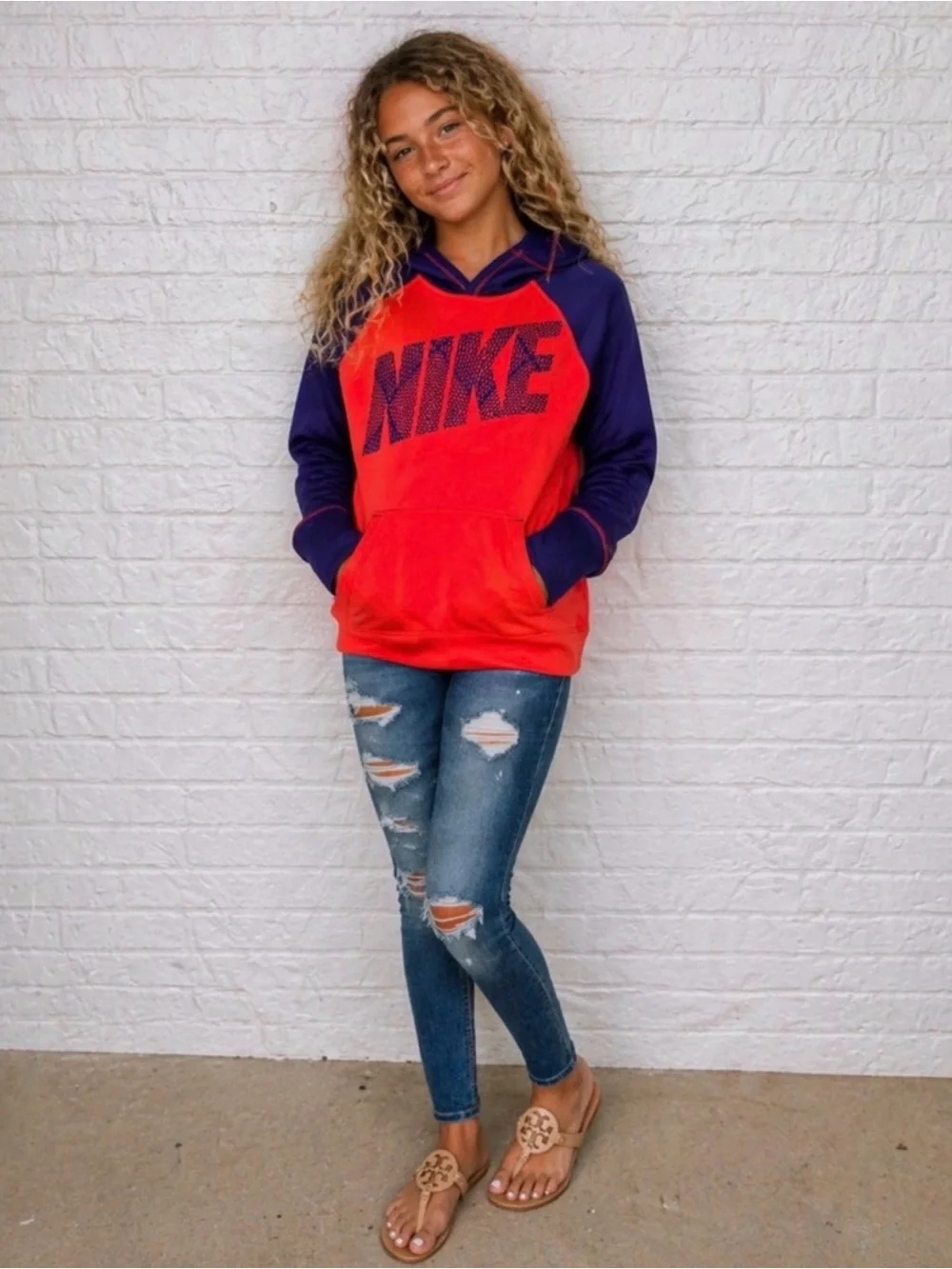 Nike dri fit big kids pullover hoodie sweatshirt size medium